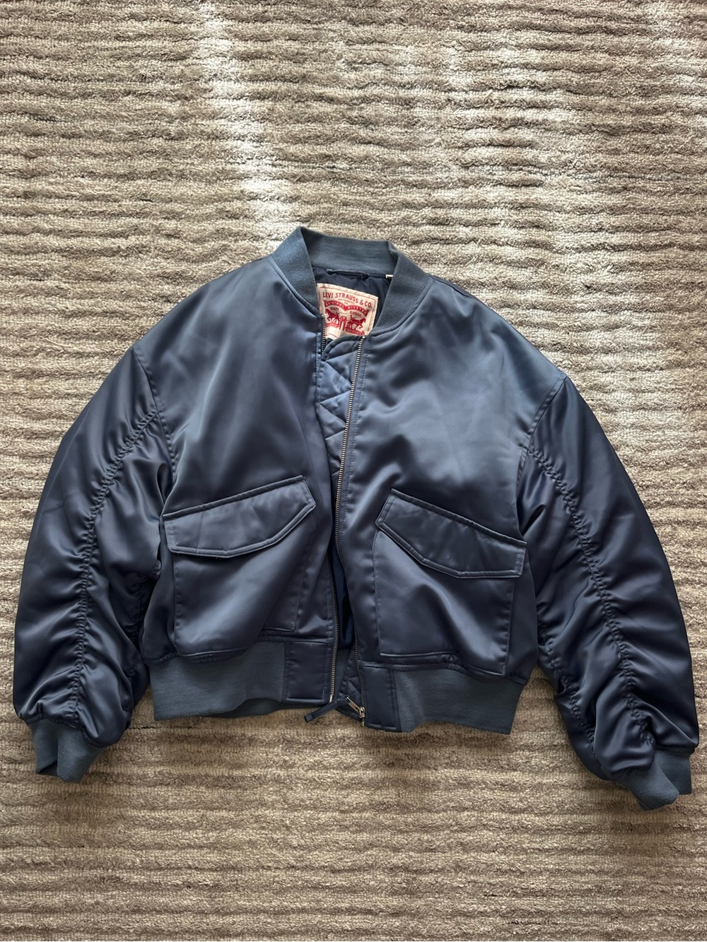 Levi's Blue Satin Bomber Jacket